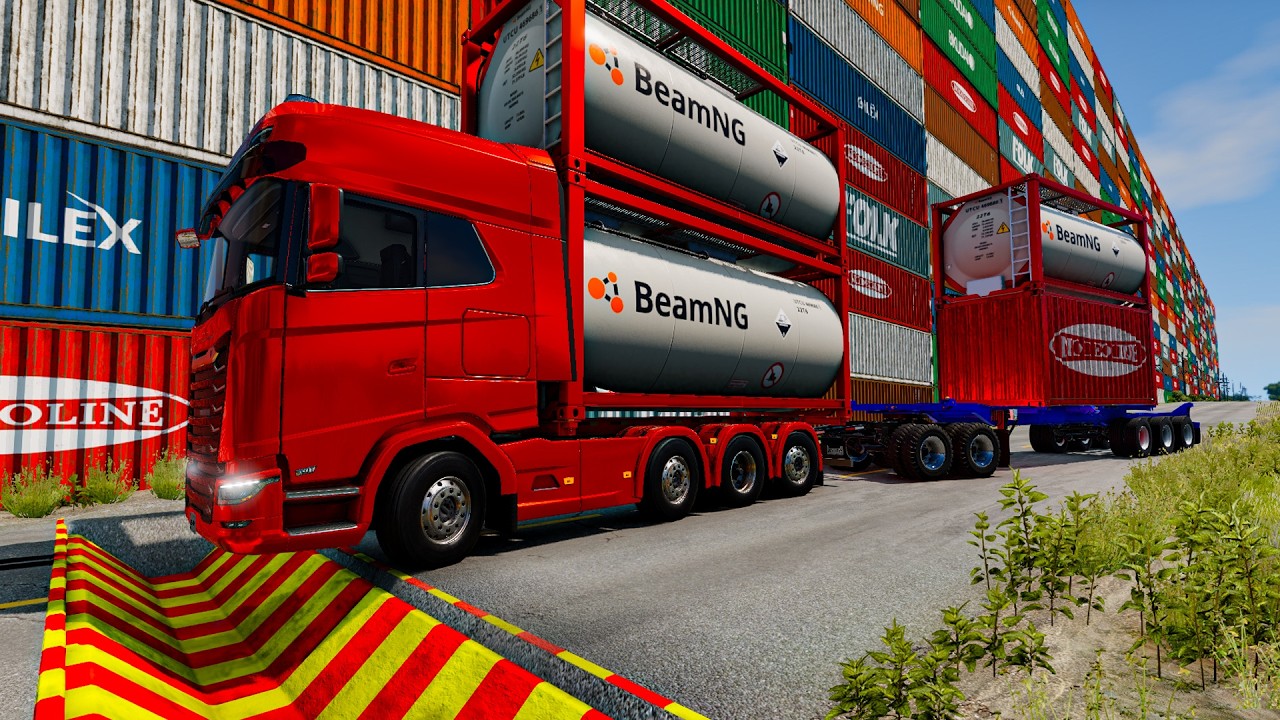 Trucks vs Upside Down Speed Bumps | BeamNG.DRIVE