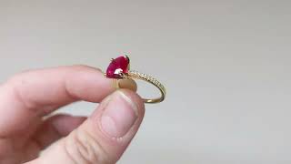 Famous Vintage Round cut Ruby Engagement Ring | 14K Yellow Gold Promise Ring | Cathedral Setting Ring Wealth