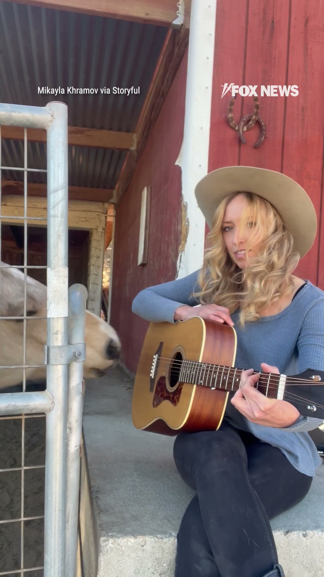 Music loving horse strums guitar on California farm