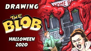 The Blob (1958) Drawing | Slimy Space Alien Horror Art