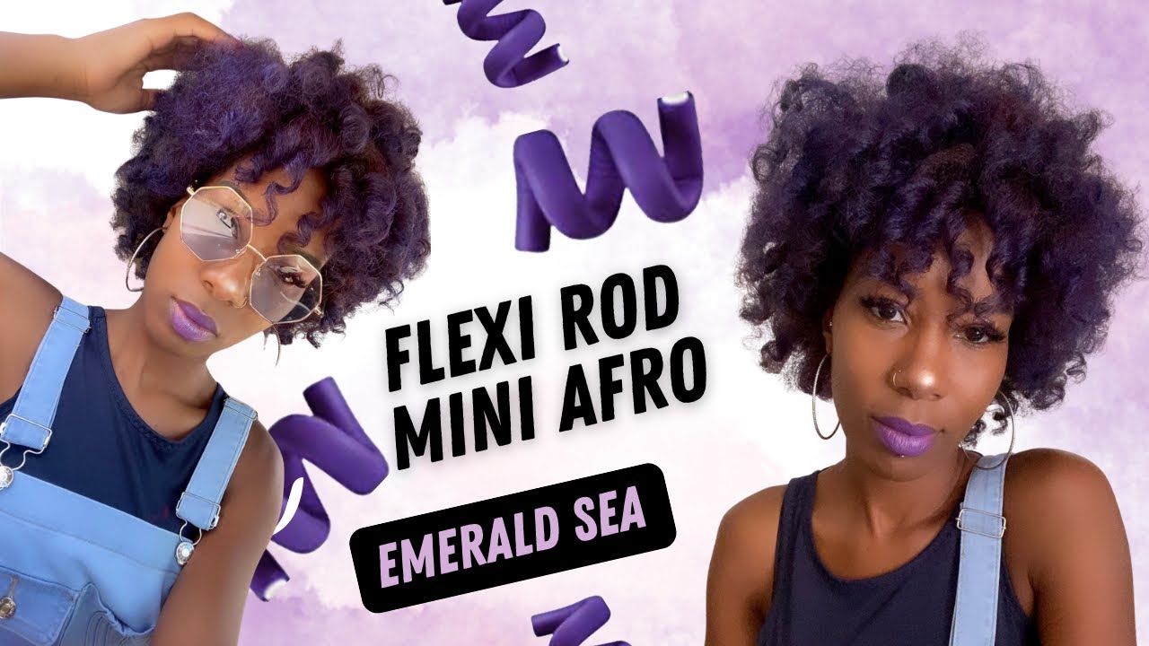 Flexi Rod Mini Afro Hair Tutorial 4C Purple Hair Heatless Curls flexi