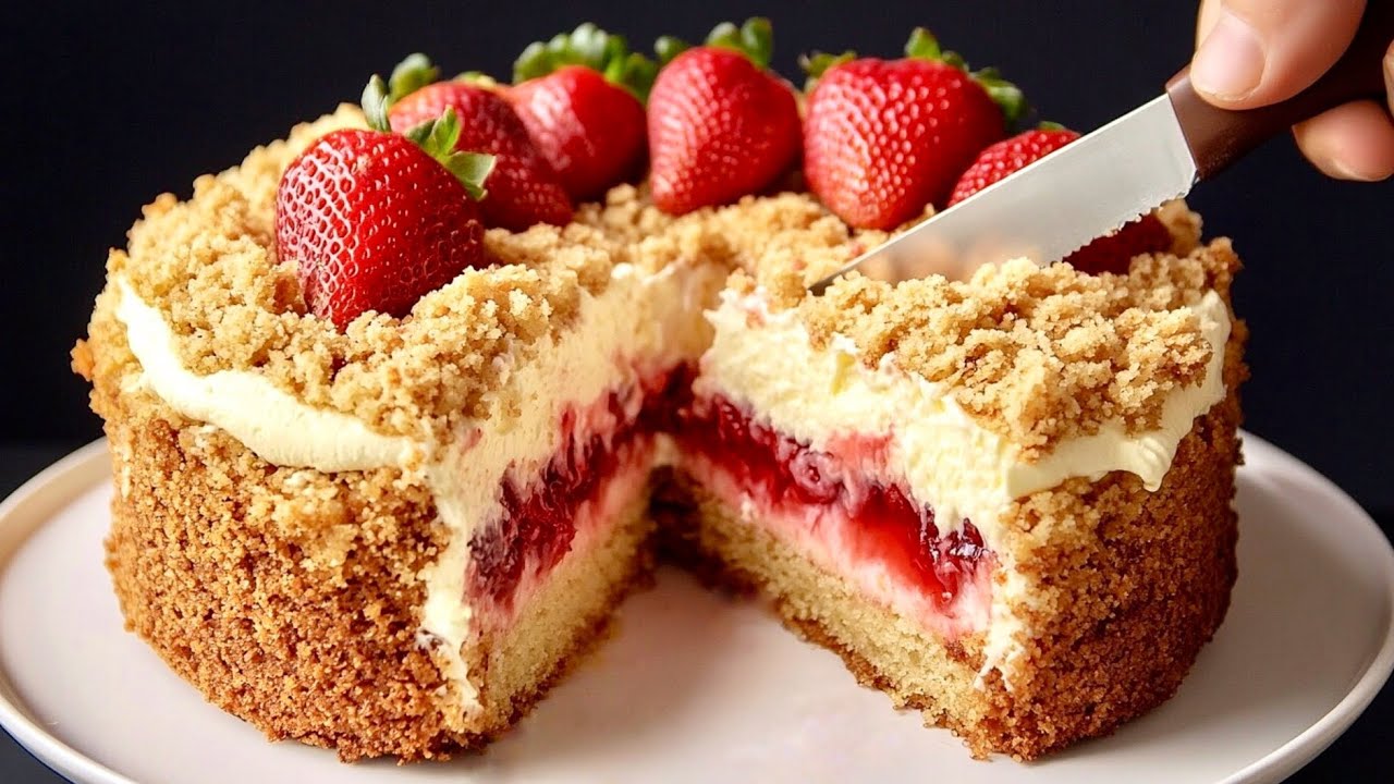 Идеальный клубничный торт всего за несколько минут! Просто и вкусно!