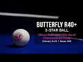 Butterfly r40 3 star ball  official ball of the 2024 world championships finals busan korea