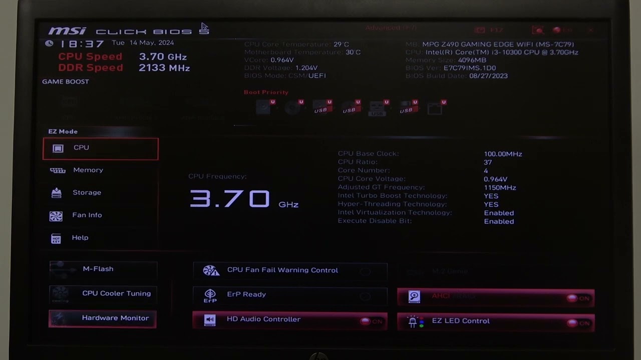 Как включить и отключить управление предупреждениями о работе вентилятора ЦП на материнской плате...