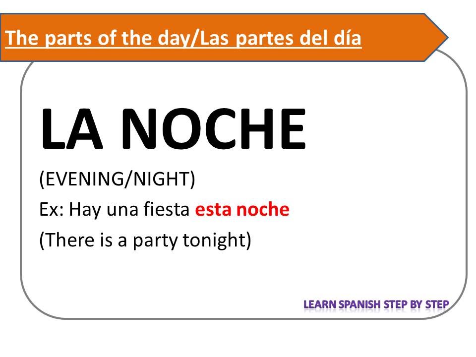 Spanish lesson 19 - The general time of day - Las partes del día