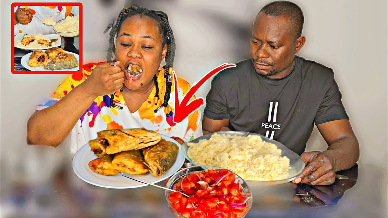 HIDDEN HALF OF THE MEAT UNDERNEATH MY FOOD MUKPRANK TO GET HUBBY REACTION, AFRICAN FOOD MUKBANG