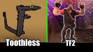 Toothless Dancing Vs TF2 Toothless Dancing