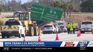 I-16 reopened to traffic after wreck involving semi-truck