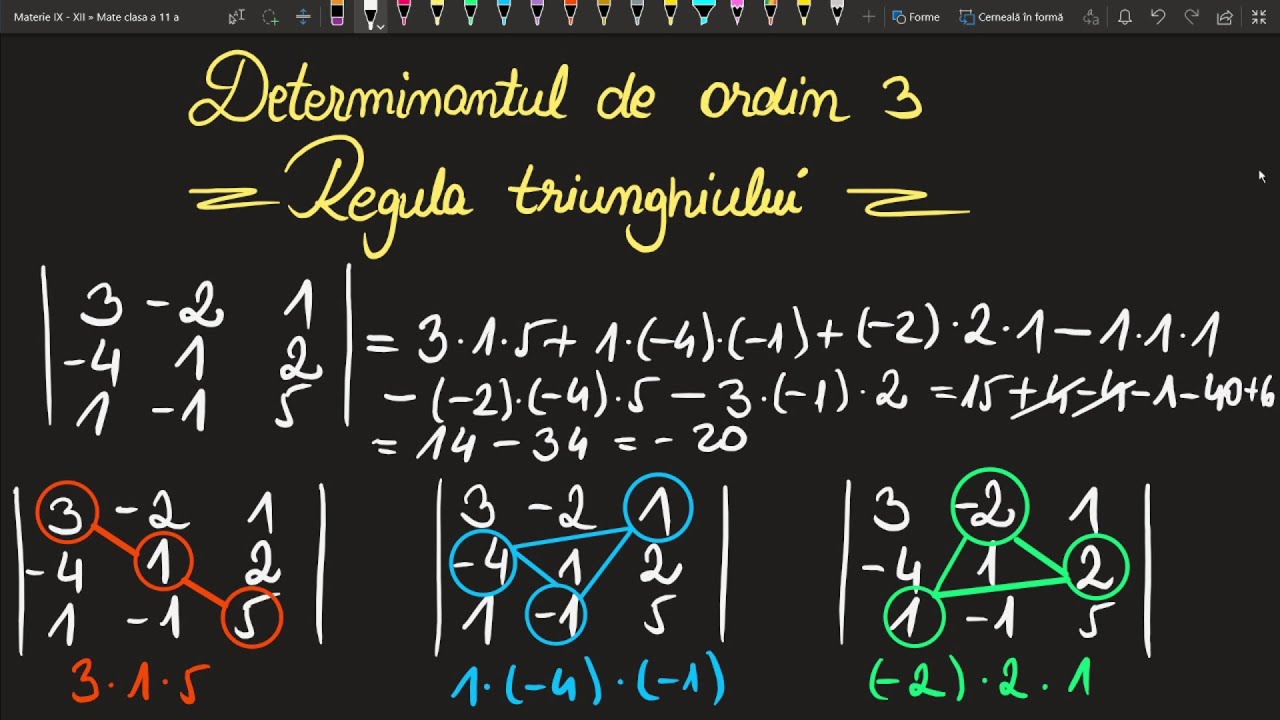 Regula triunghiului determinanti de ordin 3 exercitii rezolvate clasa a 11  a(Invata Matematica Usor) - YouTube