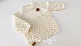 Robadan Başlanan Dikişsiz Bebek Örgü Kazak Yapımı