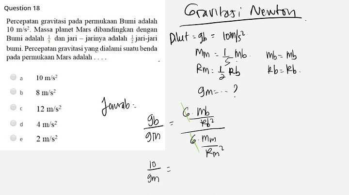 Percepatan gravitasi yang dialami suatu benda pada permukaan Mars adalah