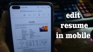 How To Edit Resume In Mobile | Technical Mushtaq