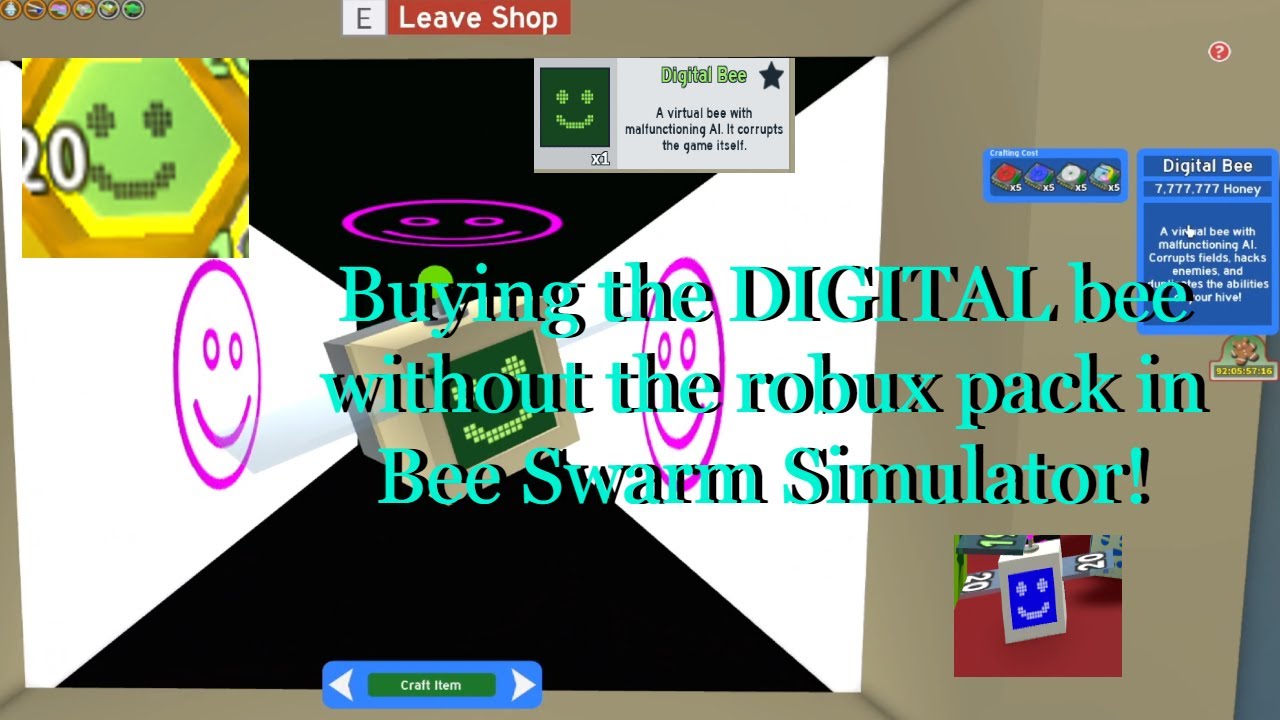 Buying DIGITAL bee without the robux pack in bee swarm simulator! - YouTube