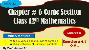 Chapter # 6 Conic Section ||Exercise # 6.4,Q # 1|| Elements of Parabola || Class 12th(XII Year) Math
