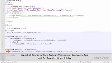 Latitude And Longitude Geolocation In HTML5 - Video In Hindi