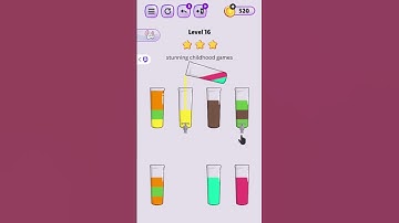 Addictive Water sort puzzle game level 16..Satisfying and relaxing video..#watersortpuzzle