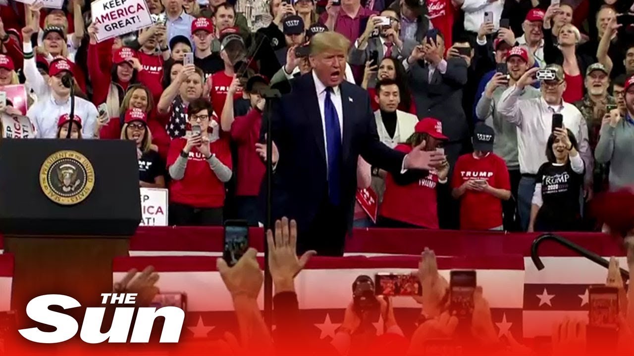 Donald Trump backs Bernie Sanders over Elizabeth Warren as he mocks protester at Wisconsin rally