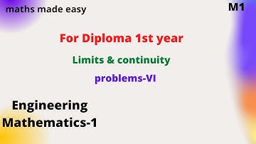 Diploma||Engineering Mathematics-1|| Limits & continuity||