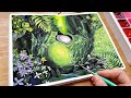 My neighbour totoro scene gouache painting relaxing art 