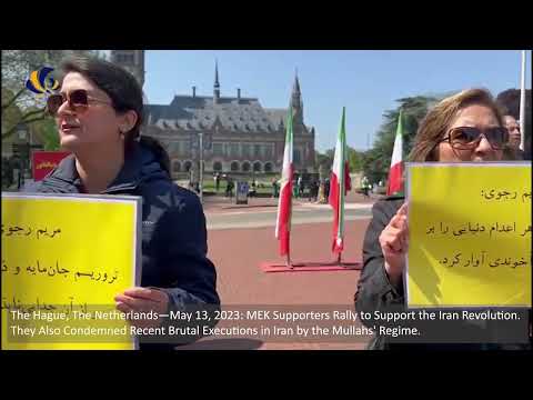 The Hague—May 13, 2023: MEK Supporters Rally to Support the Iran Revolution.