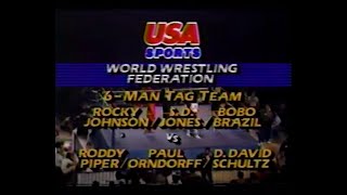 Paul Orndorff Roddy Piper David Schultz vs. Rocky Johnson SD Jones Bobo Brazil - 5/19/1984 - WWF