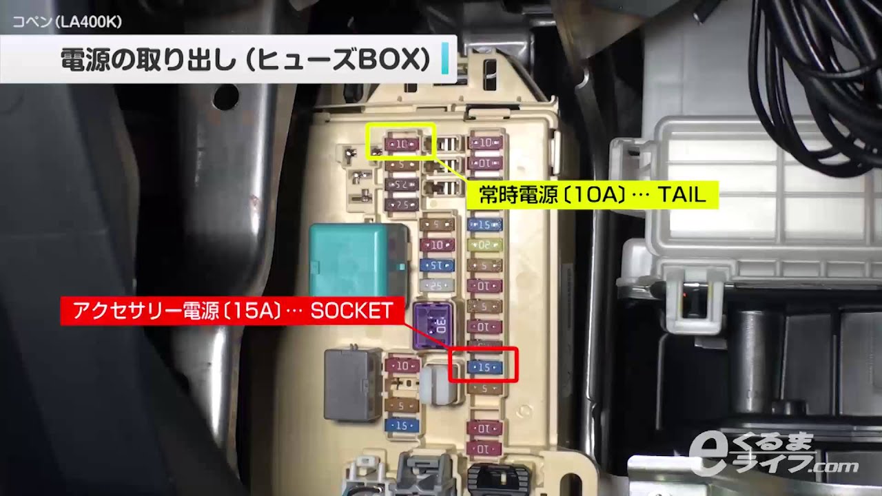 03 電源の取り出し ヒューズbox コペンla400k Youtube