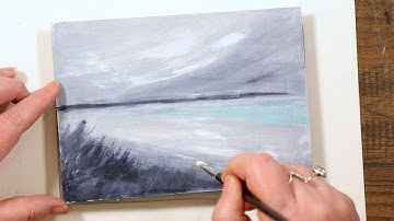 Monotype printing without a press - 4 abstract landscapes using a gelli plate