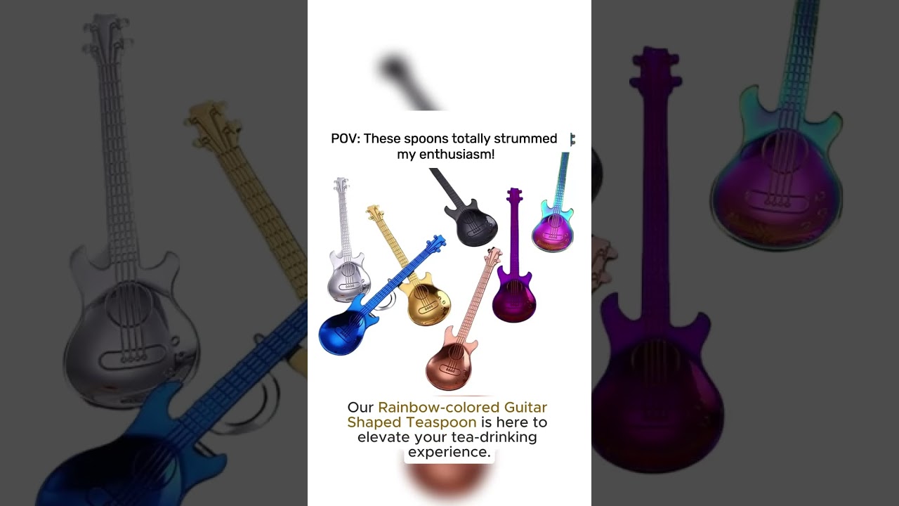 Stainless Steel Rainbow Gold Silver Multicolor Guitar and Plain Design Coffee Tea Soup Spoons
