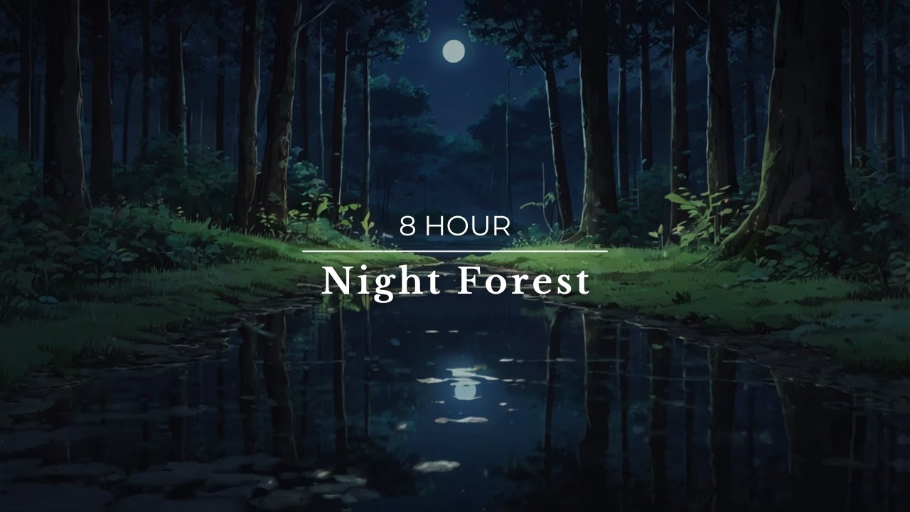 8 Hours Night Forest 🌿 | Deep Sleep, Focus, Relaxing Nature Ambience | White Noise ASMR