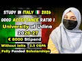 Study in Italy 2026 | Fully funded Scholarships for International Student | University of Udine
