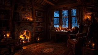 Deep Sleep Snowstorm Ambience ❄️🔥 Crackling Fireplace & Howling Wind Sounds (No Ads)