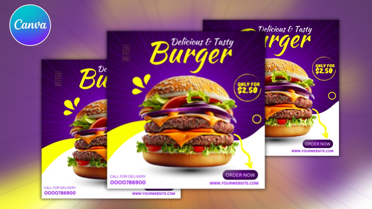 Canva tutorial for beginners - How to design a Burger flyer in Canva ...