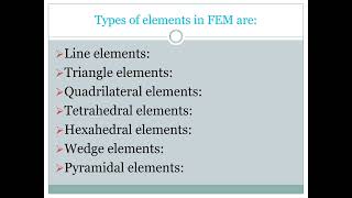 Famous Discretization process and types of elements used in FEM Profile