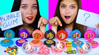 ASMR BUBBLE GUM VS UNKNOWN FOOD CHALLENGE | HUBBA BUBBA EATING SOUNDS LILIBU