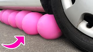Crushing Crunchy &amp; Soft Things by Car! EXPERIMENT: GIANT FLOUR BALLOONS VS CAR