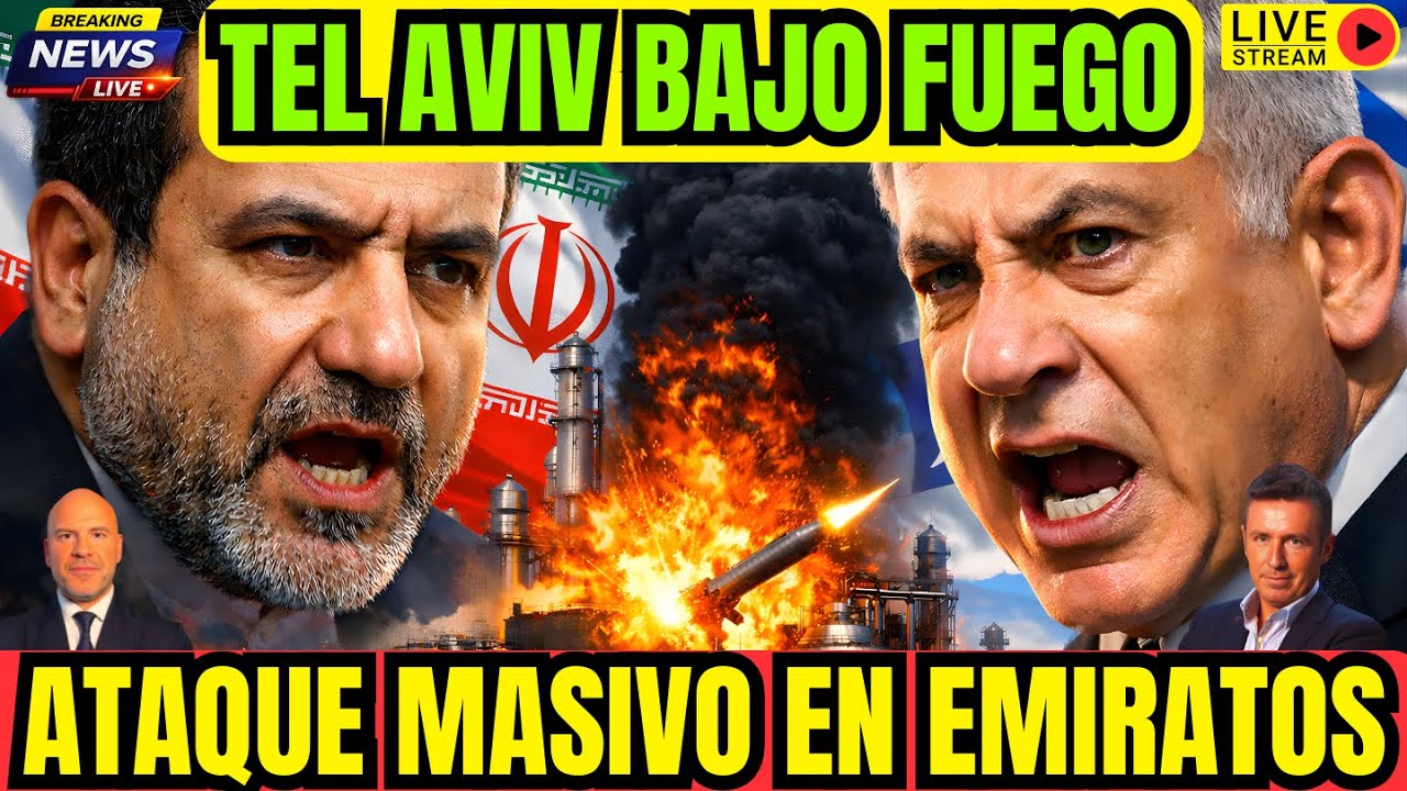 DIRECTO. ÚLTIMA HORA. ATAQUE MASIVO EN TEL AVIV. PETROLERA ATACADA  EN EMIRATOS.IRAN ISRAEL