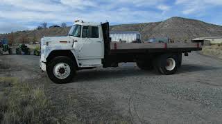 1977 International 1750 S/A Truck, 3208 CAT Dsl, 16' Flatbed w/ Hoist
