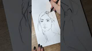 Using ONLY straight lines to draw a portrait #shorts #art