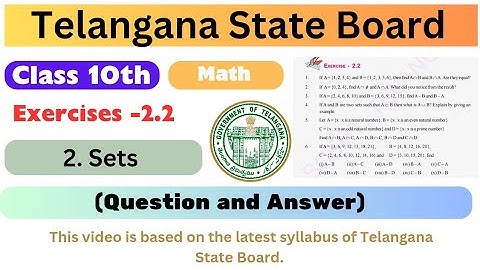 Tsbse | Class-10 | Mathematics | CH-2 Sets Ex-2.2 Solutions | Telangana State Board | #maths
