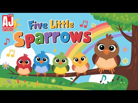 Five Little Sparrows | Counting Birds Song for Kids 2025 | AJ STUDIO KIDS #kids  #cartoonlearning