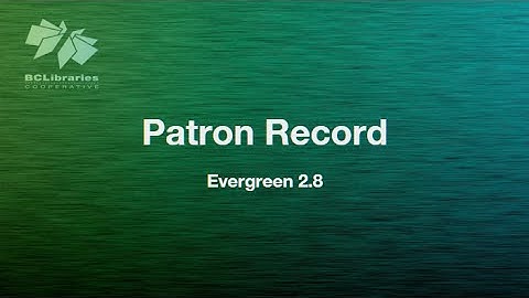 Sitka Training Video - Patron Record