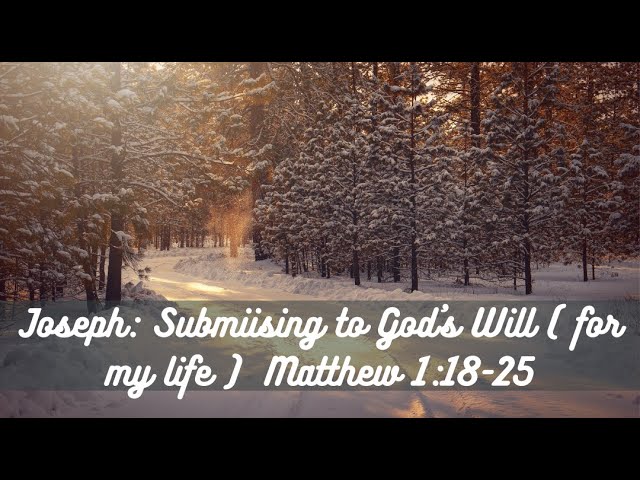 Joseph: Submission to God's Will ( for my life )  Matthew 1:18-25