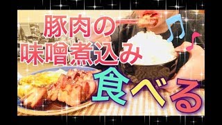 【Mukbang●言葉遣い悪い注意】豚肉の味噌煮込み450g&ご飯800g。