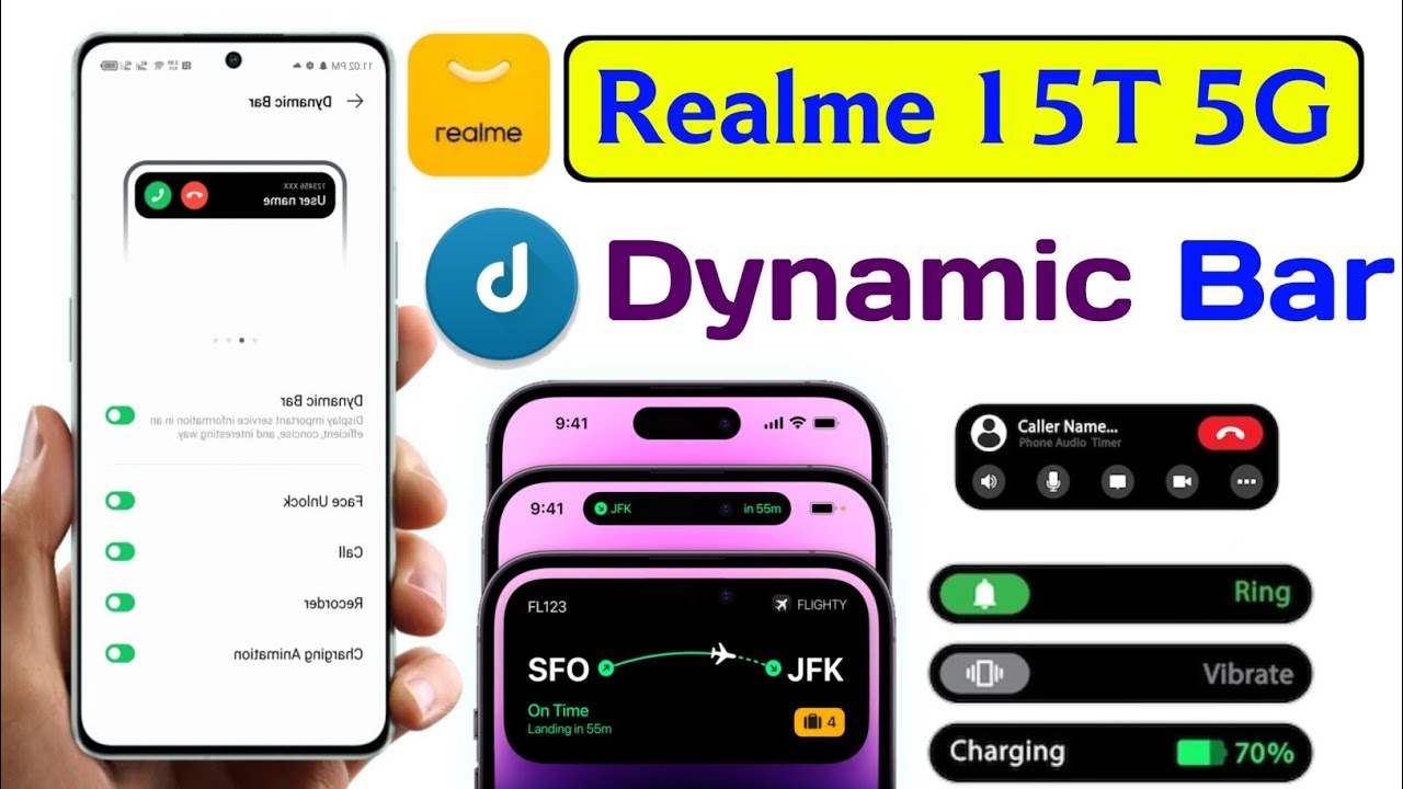 realme 15t turn on dyanmic bar setting | how to enable dynamic bar setting realme 15t