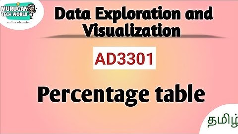 Percentage table in data exploration and Visualization||AD3301||DEV||Anna University.