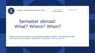 Webinar Semester Abroad: What? Where? When?