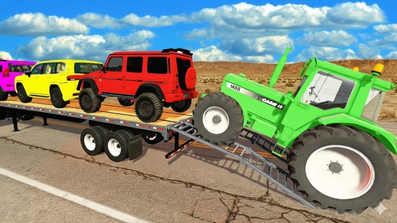 Flatbed Truck Mcqueen | Transportation with Truck - Pothole vs Car #8 - BeamNG.Drive