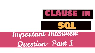 Types of clauses in SQL Server