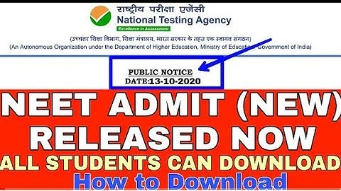 🔥NEET 2020 Admit Card | NEET FRESH ADMIT CARD RELEASED | How To Download Admit Card | MedJee | NEET
