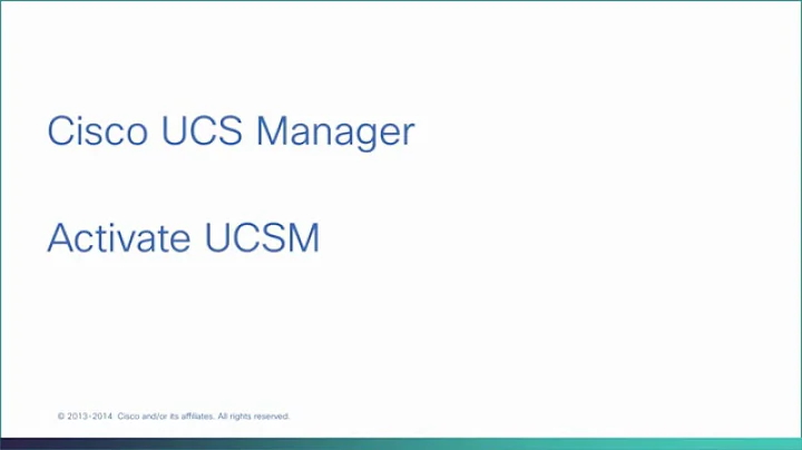 Cisco UCS Manager - Activate Firmware in Cisco UCS Manager